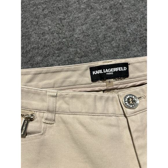 Karl Lagerfeld Paris Khaki Zip Pockets Dress Pants Straight Leg Trousers Size 6 - Picture 4 of 7